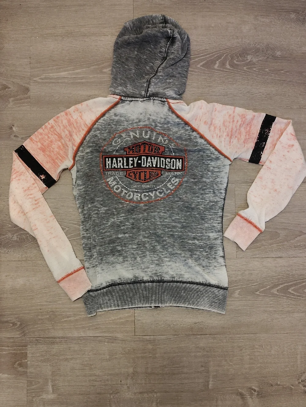 Harley-Davidson Gray & Pink Marbled Zip Hoodie - Picture 3 of 6